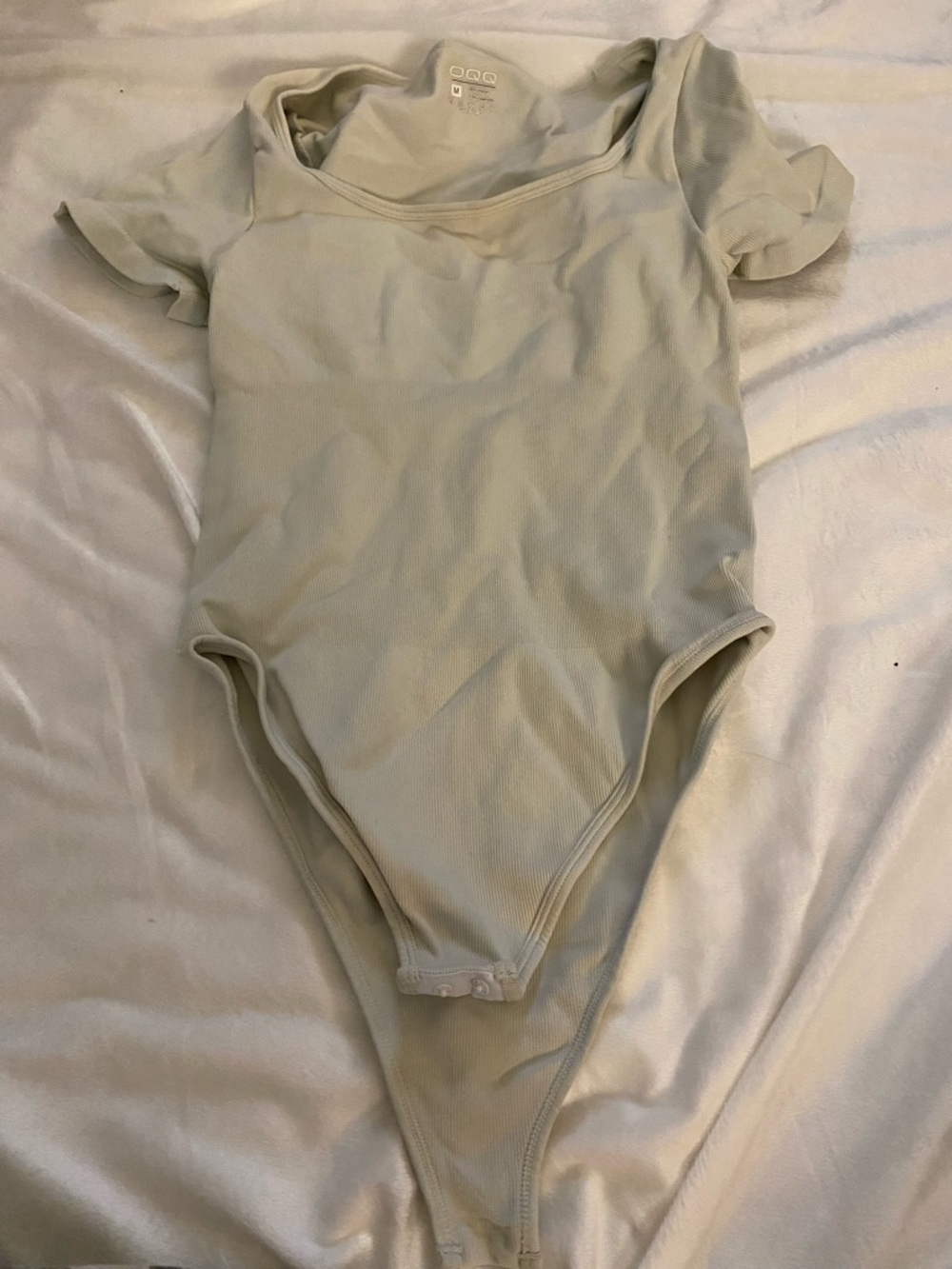 Kids Short-Sleeve One-Piece Bodysuit in Light Beige